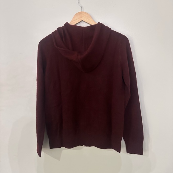 QUINCE Mongolian Cashmere Full-Zip Hoodie Rich Burgundy - Picture 8 of 10